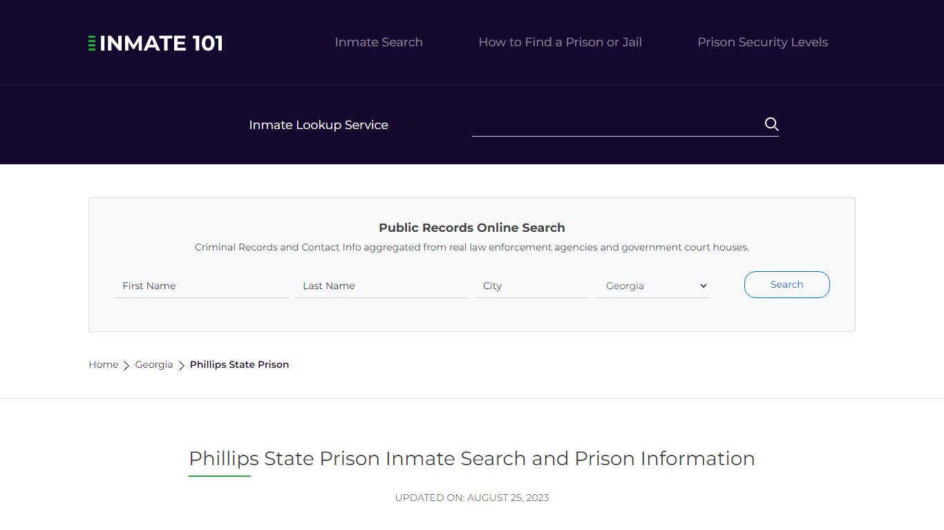 Phillips State Prison Inmate Search and Prison Information