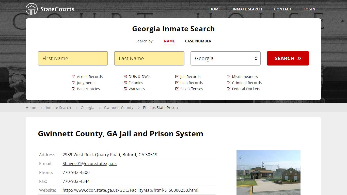 Phillips State Prison Inmate Records Search, Georgia - StateCourts